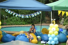 Blue and Yellow Bean Bag Hire