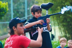 Paintball target shooting at a kids birthday party